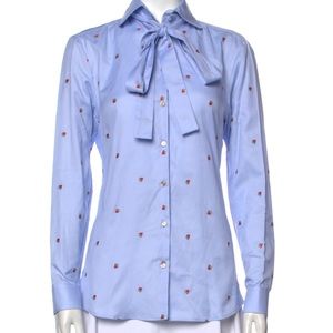 Gucci Light Blue Button Down Shirt with Red Accents